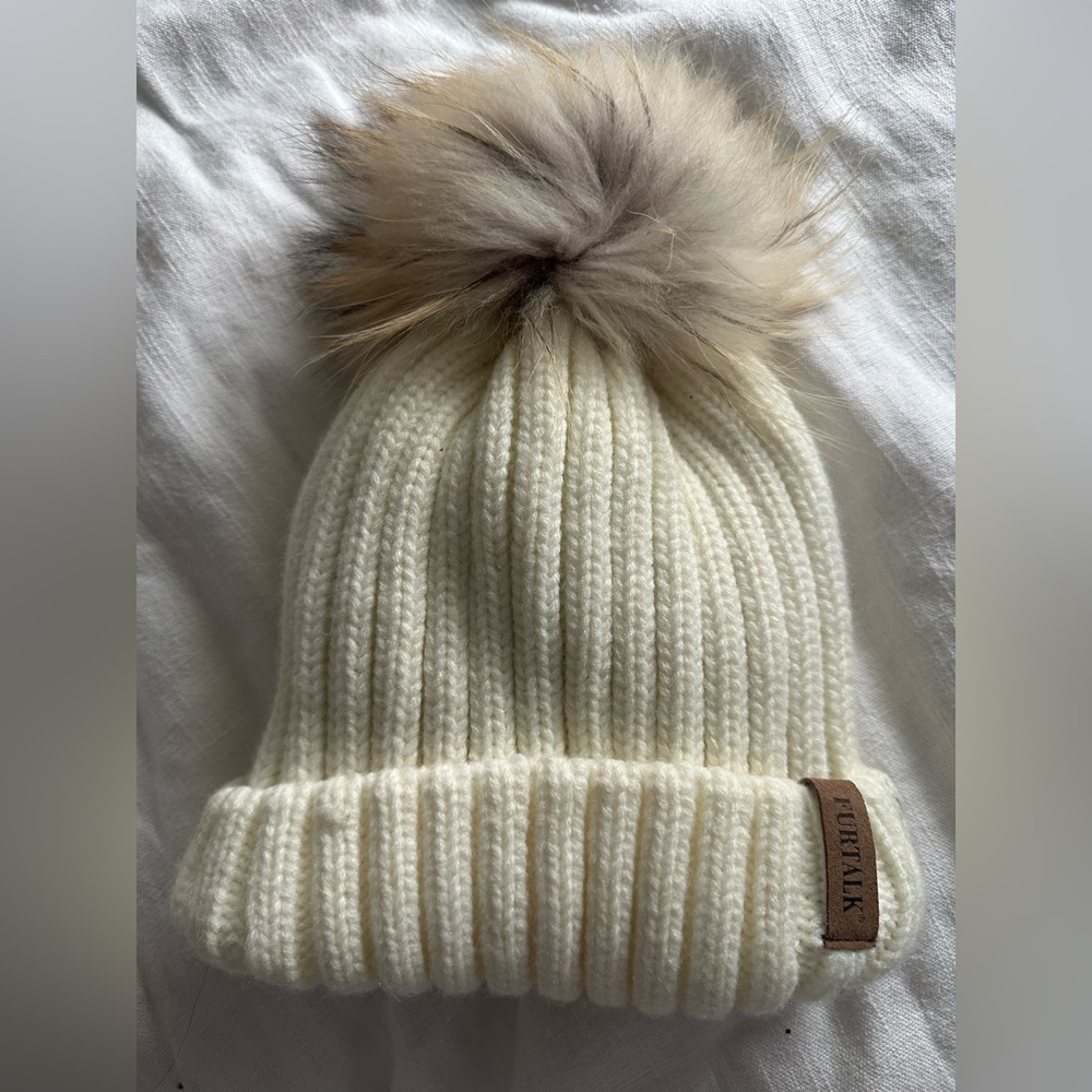 Cream and fur winter hat